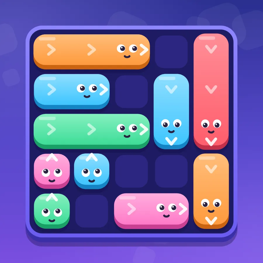 A 5 by 5 UNJAM! board with ten Jammers facing different directions